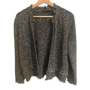 Karen Millen Tweed Fringe Blazer in Gray Size Large